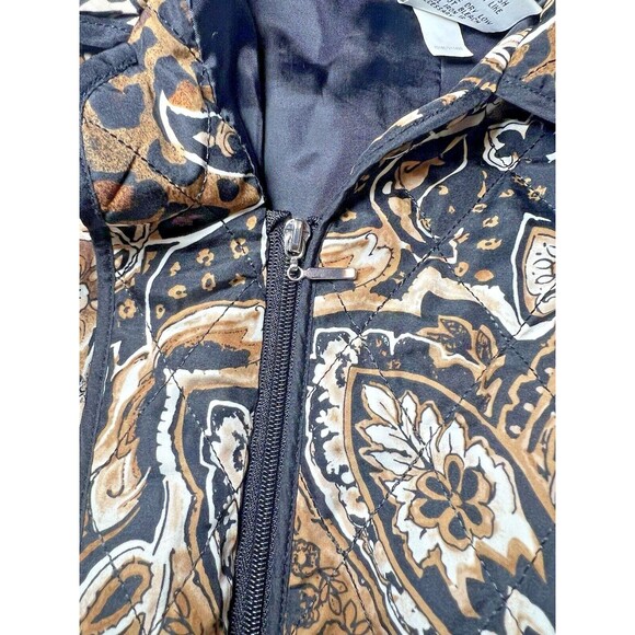 Requirements Quilted Jacket Womens Size Large Brown Tan Patterned‎ Soft Zipper - Picture 6 of 10
